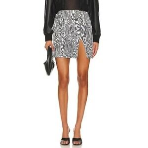 Mother The Side Splitter Mini Skirt Hoofin It Zebra Woodgrain Print Size 24 $188